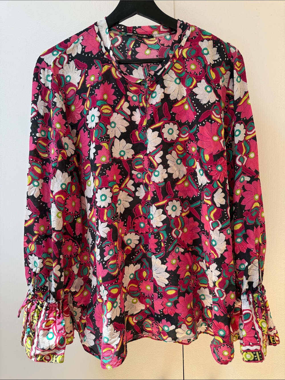 Kobi Halperin Pink Floral Silk Blouse Size XXL